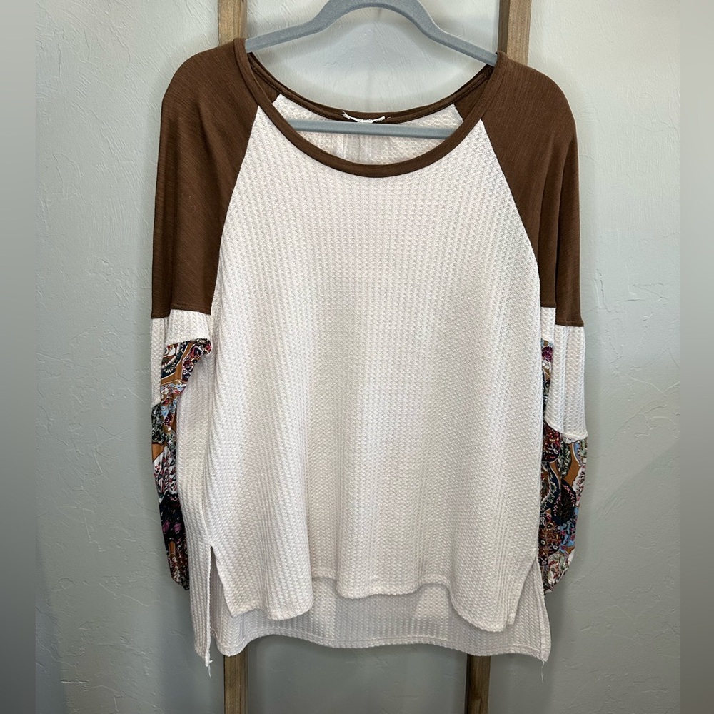Umgee Mixed Print Blouse Top Size Medium
